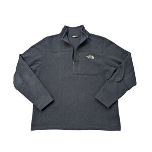 The North Face Men's 1/4 zip Sweater/Fleece, Elbow patches, Large, navy Blue